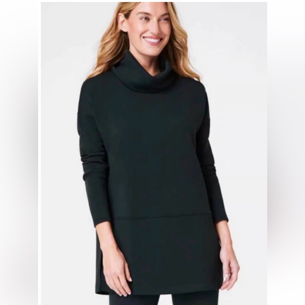 Spanx Air Essentials Turtleneck Tunic Top Medium Modal Green Soft Casual Comfort